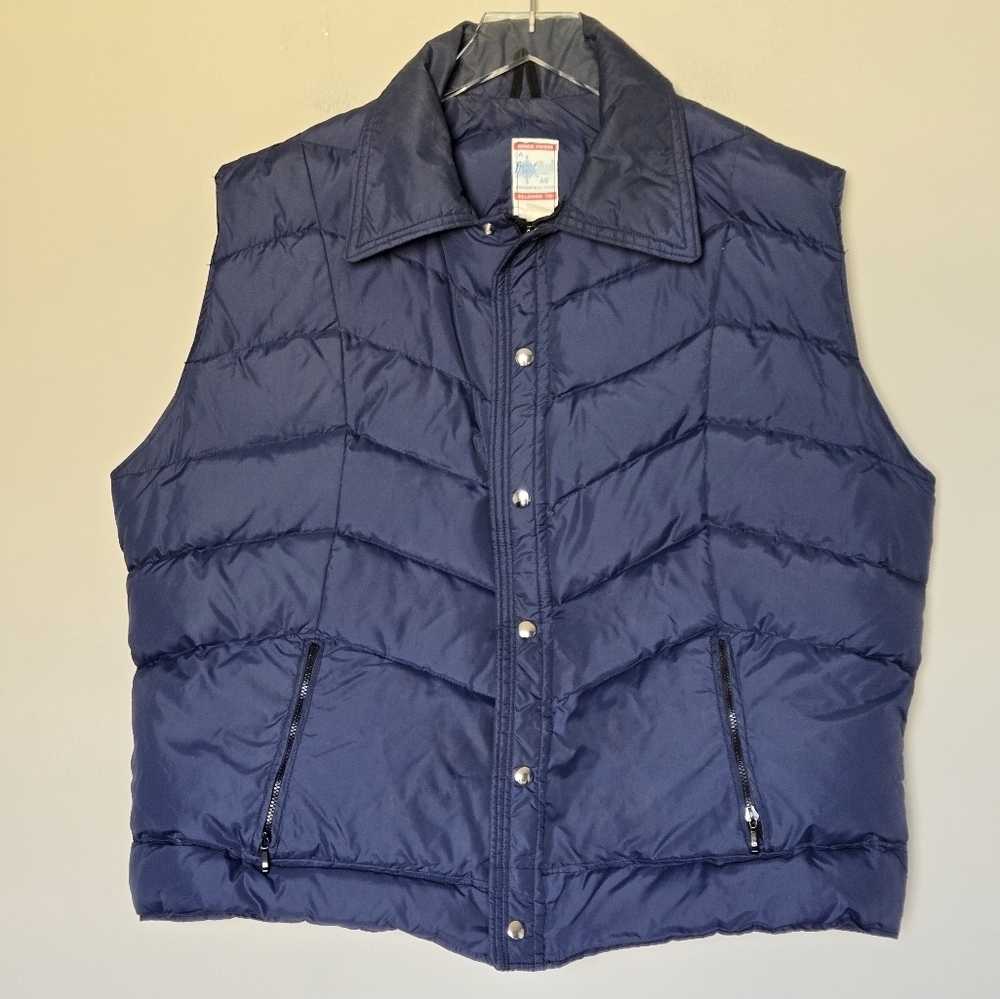 Vintage Frostline Kit Down Fill Puffer Vest Blue Men's Size L 80s 90s Y2K